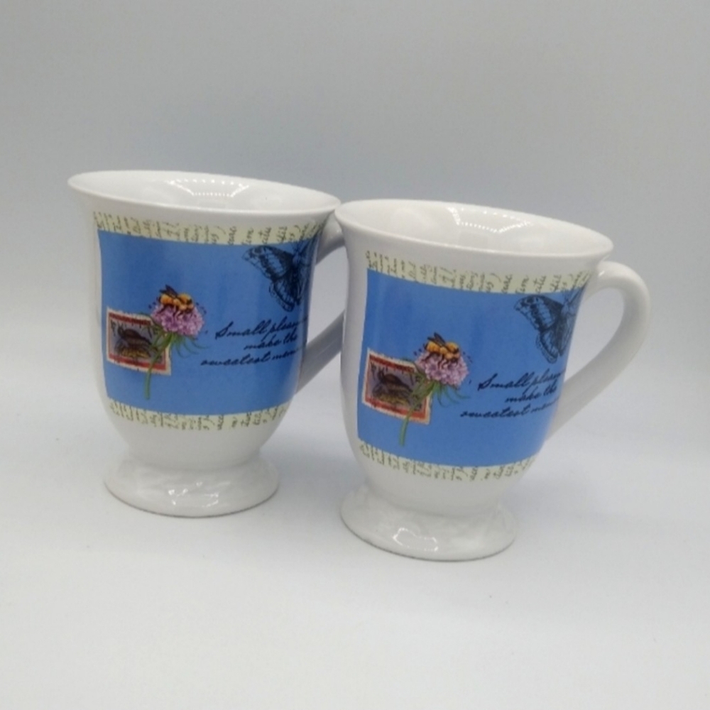Serenity’s Garden Butterfly Bee Flower Quote Mug Pair Houston Harvest Hallmark - Picture 4 of 13